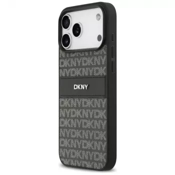 DKNY Repeat Texture Pattern tonális csíkkal tok iPhone 17 Pro Max készülékhez - fekete