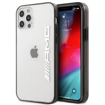 AMG AMHCP12LAESLBK iPhone 12 Pro Max átlátszó keménytok fémesen lakkozott fekete kerettel