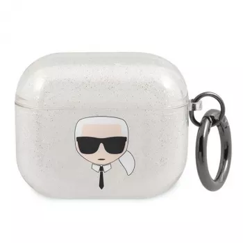 Karl Lagerfeld KLA3UKHGS AirPods 3 tok ezüst csillogó Karl's Head