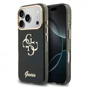 GUESS IML 4G Script Metal tok iPhone 18 Pro / 17 Pro készülékhez - fekete