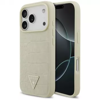 GUESS Croco Triangle Logo MagSafe tok iPhone 17 Pro készülékhez - arany