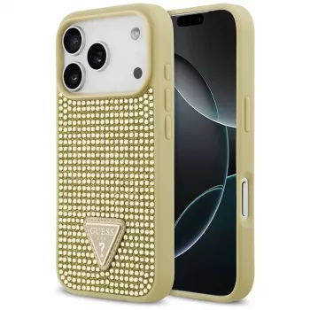 GUESS Rhinestone Triangle Logo tok iPhone 17 Pro készülékhez - arany