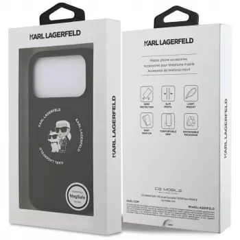 Karl Lagerfeld szilikon Karl & Choupette Ring MagSafe tok iPhone 17 Pro Max készülékhez - fekete