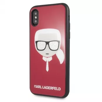 Karl Lagerfeld KLHCPXDLHRE iPhone X/Xs Iconic Glitter Karl's Head tok piros