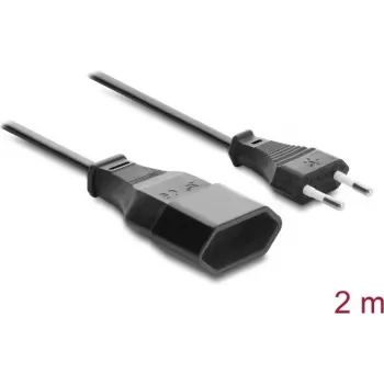 Delock Eurodugó hosszabbítókábel CEE 7/16 dugó aljzatra 2 x 0,75 mm², 2 m, fekete