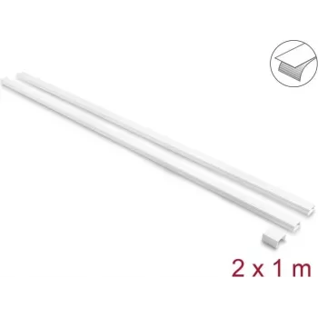 Delock öntapadós kábelcsatorna tolófedéllel 24 x 14 mm csatlakozóval - 1 m hosszú, 2-es kiszerelés, fehér