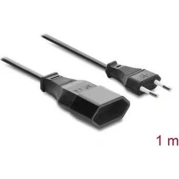 Delock Europlug hosszabbítókábel CEE 7/16 dugó aljzatra 2 x 0,75 mm², 1 m, fekete