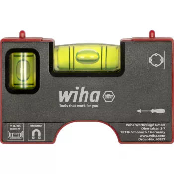 WIHA mini vízmérték Pocket 8 cm szürke/piros mágnessel