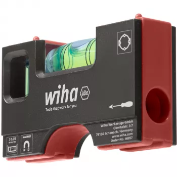 WIHA mini vízmérték Pocket 8 cm szürke/piros mágnessel