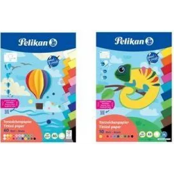 Pelikan színes papír tömb DIN A3, 10 lap, 10 különböző szín, 120 g/m², felül ragasztott