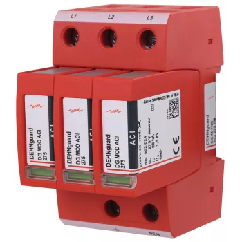 DEHN DG M TNC ACI 275 FM 2 típusú túlfeszültség-levezető, 3 pólusú, 275 V AC, távjelzéssel