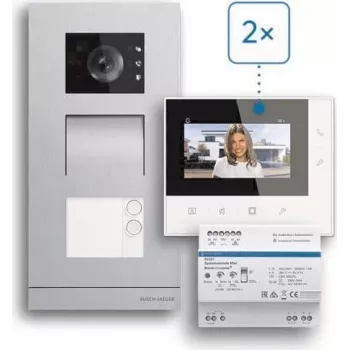 ABB Welcome Basic 2 vezetékes videós kaputelefon-készlet ikerházhoz, 4,3 inch monitor, fehér