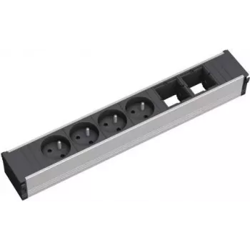 Bachmann CONI 4xUTE 2xABD áramelosztó egység, 4 univerzális csatlakozóaljzat, 2 USB töltőcsatlakozó, fekete
