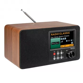Albrecht DR 863 DAB+ FM digitális rádió Bluetooth-szal, fa házzal, színes kijelzővel, akkumulátorral