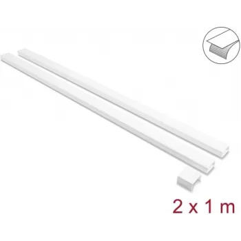 Delock öntapadós kábelcsatorna tolófedéllel 40 x 19 mm, összekötő darab, 1 m, 2 darabos csomag, fehér