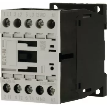 Eaton DILM12-10 3 pólusú teljesítménykontaktor, 230 V AC 50 Hz / 240 V AC 60 Hz tekercs, 1 NO segédérintkező, 12 A AC-3, 5,5 kW, csavaros csatlakozás, DIN sínre szerelhető
