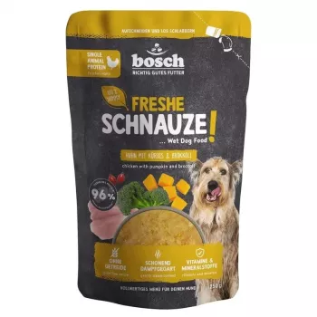 BOSCH Freshe Schnauze mono-protein nedves kutyaeledel csirkével, sütőtökkel és brokkolival – 250g tasak