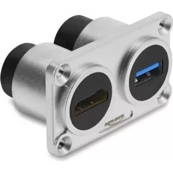 Delock Dual Panel beépítő aljzat USB 5 Gbps Type-A aljzat + HDMI aljzat 4K ezüst
