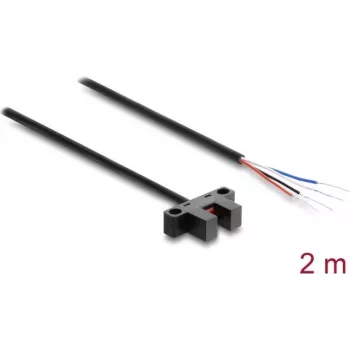 Delock 5 mm Fork Light Barrier Type K with 4 Open Cable Ends, NPN, Light/Dark Switchable, 2 m