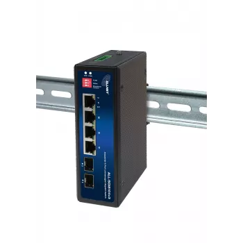 ALLNET ALL-SGI8104v3 ipari menedzselt Layer 2 switch, 6 port GbE, 4x GbE RJ45, 2x SFP, ventilátor nélküli, IP40
