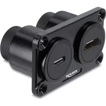 Delock Dual Panel Mount USB-C 10 Gbps PD 100 W + HDMI 4K aljzat - dugó adapter