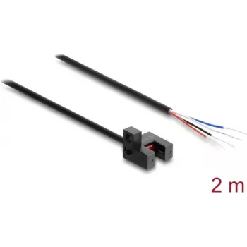 Delock Fork Light Barrier 5 mm Type R with 4 Open Cable Ends PNP Light/Dark Switchable 2 m