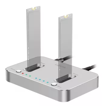LogiLink USB 3.2 Gen2 dokkolóállomás, 2 fiókos, M.2 NVMe SSD-hez, klónozó funkció