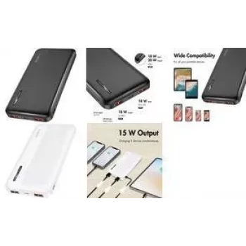 LogiLink PA0372W powerbank 10000 mAh fehér - 20W PD és QC 3.0, dual USB-A és USB-C