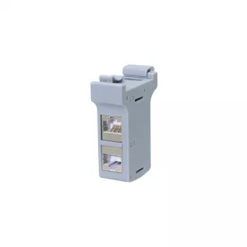 LogiLink DIN-sínre szerelhető adapter 2 db Cat.6A árnyékolt inline csatlakozóval, 10G, PoE++ (MP0079)