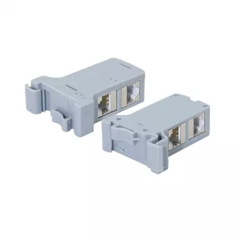 LogiLink DIN-sínre szerelhető adapter 2 db Cat.6A árnyékolt inline csatlakozóval, 10G, PoE++ (MP0079)