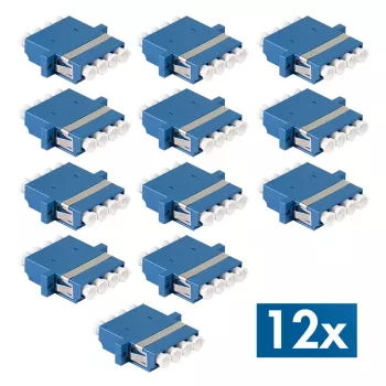 LogiLink LC Quad optikai adapter, 12-es csomag, kék, karimás rögzítés, singlemode