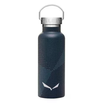Salewa Valsura Insulated Bottle 0.45L Navy Dots - Double-Wall Vacuum Stainless Steel, Keeps Drinks Hot 12h/Cold 24h, Leak-Proof, BPA-Free, Powder-Coated