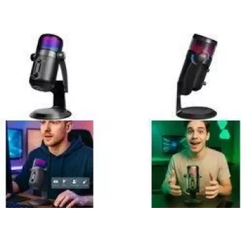 LogiLink HS0058 USB kondenzátormikrofon RGB-világítással, 192kHz, fekete