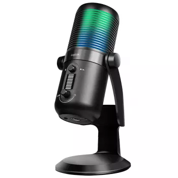 LogiLink USB kondenzátormikrofon RGB-világítással, kardioid karakterisztika, 20 Hz - 20 kHz, fekete (HS0059)