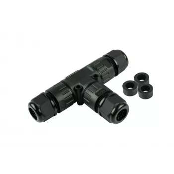 Kabelmeister szerszám nélküli IP68 T-kábelcsatlakozó / T-adapter, 3 pólusú, fekete