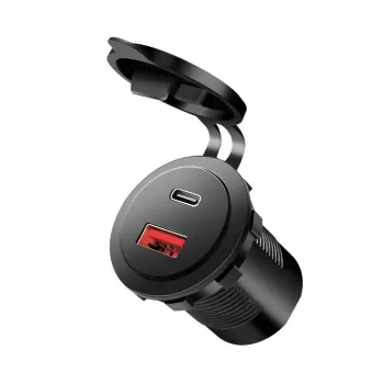 LogiLink PA0330 beépíthető autós USB-töltő, USB-A + USB-C, 60 W, Power Delivery, fekete