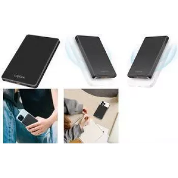 LogiLink PA0352 mágneses vezeték nélküli power bank 5000 mAh 20W PD USB-C fekete