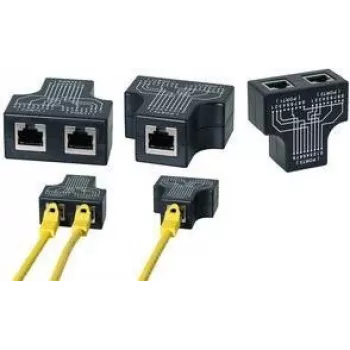 LogiLink RJ45 port duplázó, T-adapter, 1x RJ45 aljzat 2x RJ45 aljzatra, 10/100 BaseT, fekete (MP0137)