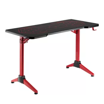 LogiLink gamer íróasztal, 120x60 cm, edzett üveg asztallap RGB világítással, piros keret