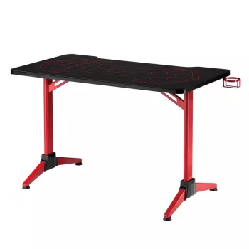 LogiLink gamer íróasztal, 120x60 cm, edzett üveg asztallap RGB világítással, piros keret