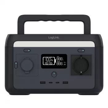 LogiLink hordozható erőmű 300W LiFePO4 akkumulátor, 288Wh tiszta szinusz, 60W USB-C PD, QC3.0, Solar Ready