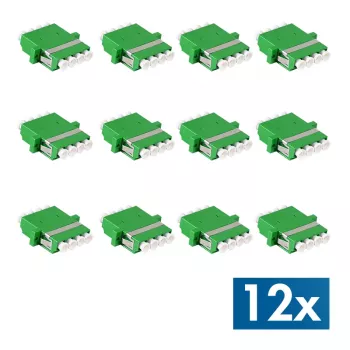 LogiLink LC quad optikai adapter szett, 12 db, zöld, karimával, SC duplex breakout