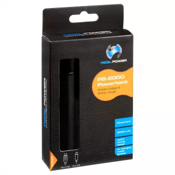 RealPower PB2000 mAh alumínium power bank, fekete