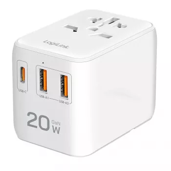 LogiLink PA0356 USB-A/C utazótöltő 20W GaN 3 portos fehér