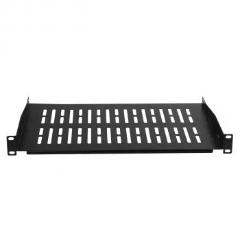 EFB Elektronik 19 inch 1U fix rack polc, 350 mm mély, 10 kg terhelés, fekete RAL 9005