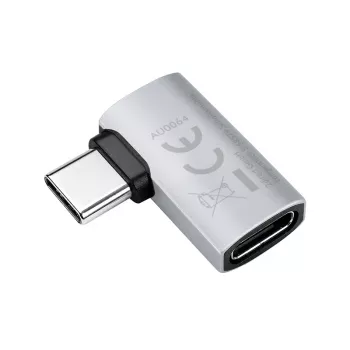 LogiLink USB4 Type-C 90° adapter, C/M–C/F, 40 Gbit/s, 240W, 8K/60Hz, alumínium, ezüst
