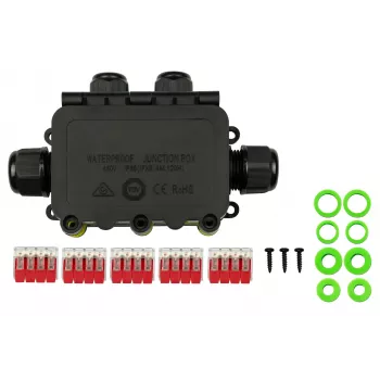 Kabelmeister 4-es szerszám nélküli IP68 csatlakozódoboz, 450V/25A, 0,5-2,5mm², fekete
