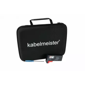 Kabelmeister elemtartó doboz beépített teszterrel AA, AAA, C, D, 9V és gombelemekhez - fekete