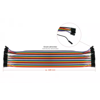 Kabelmeister 40-pin jumper vezeték szett, 3 szalag (hím-hím, nő-nő, hím-nő), 20 cm, 24 AWG, szivárványszínek, Arduino, Raspberry Pi, breadboardhoz