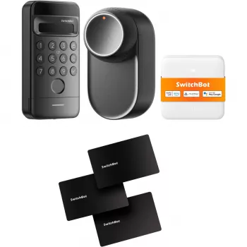 SwitchBot Lock Ultra Vision Combo Smart Lock Bundle with Keypad Vision and Hub, Black
